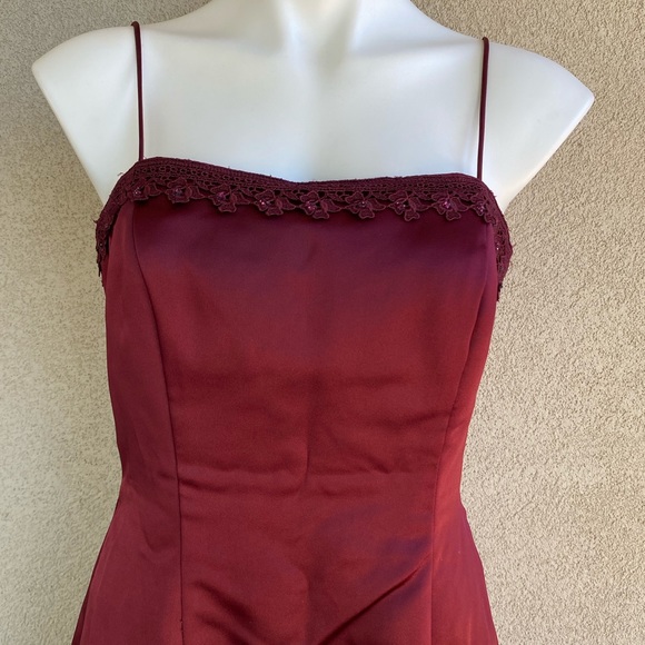 Merlot Red Long Train Mermaid Gown Cocktail Dress - Picture 12 of 14